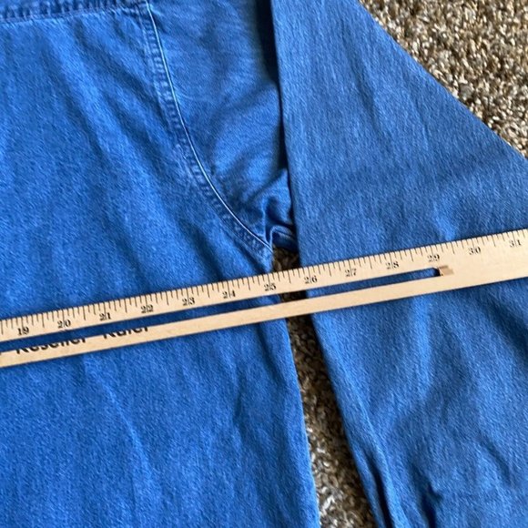 Graphic Sports Shirt Adult 2XL XXL Blue Denim Button Up Long Sleeve Logo Mens - Picture 8 of 11